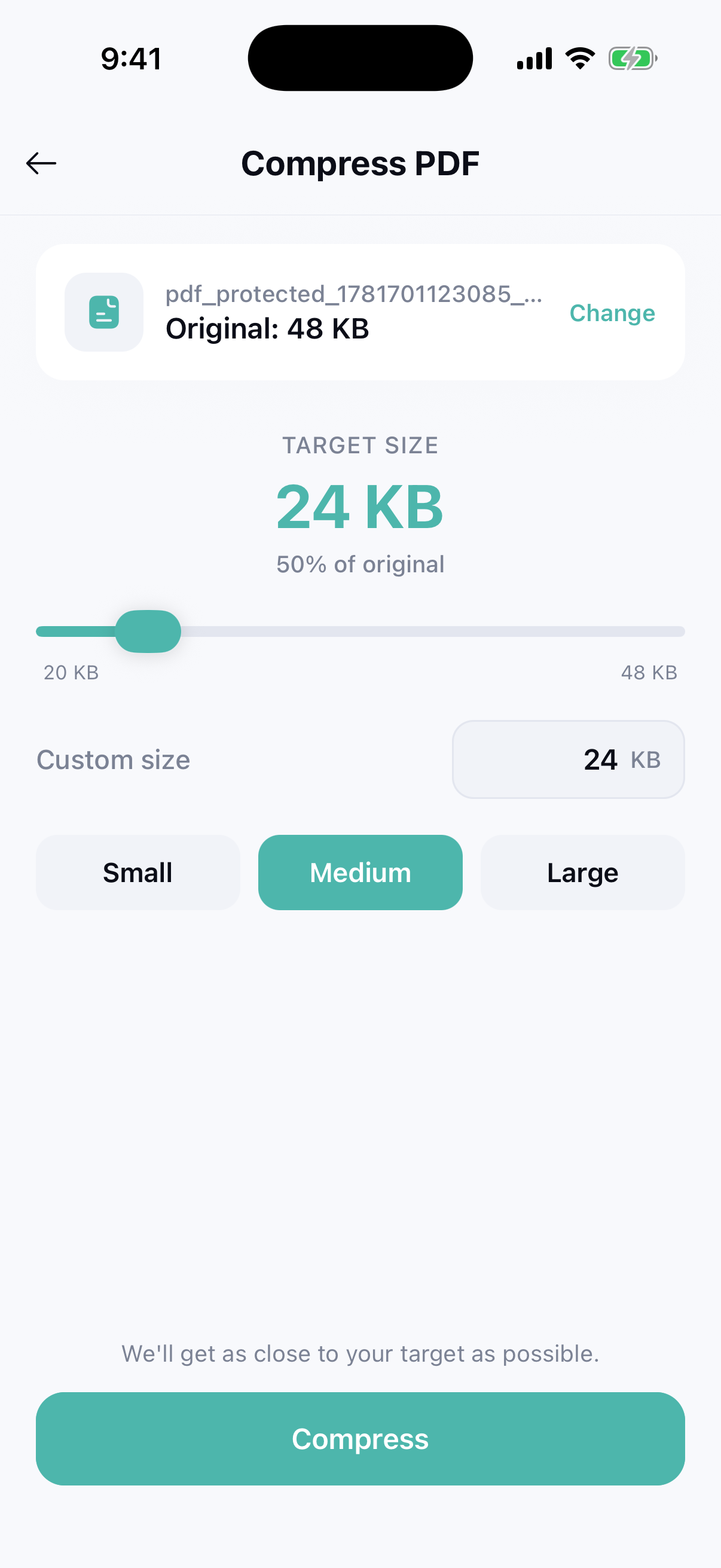 PDF Scanner — Compress to a target size